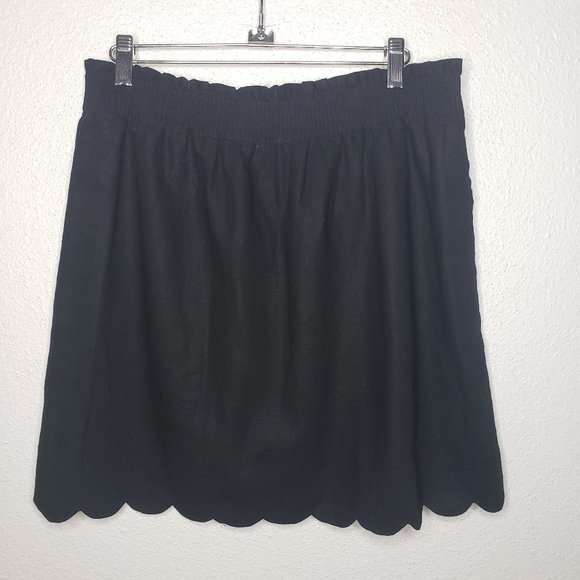 J. Crew Dresses & Skirts - J. Crew Skirt Women Size 12 Black Linen Cotton Scallop Hem Short Pockets (944)